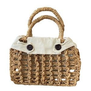 Boho Woven Basket Bag or Caddy with Lining